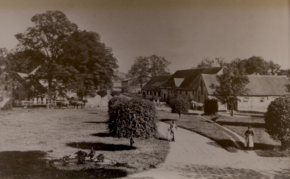 Blick vom Herrenhaus auf das Hofgelände des Gutes Alt Horst um 1900 