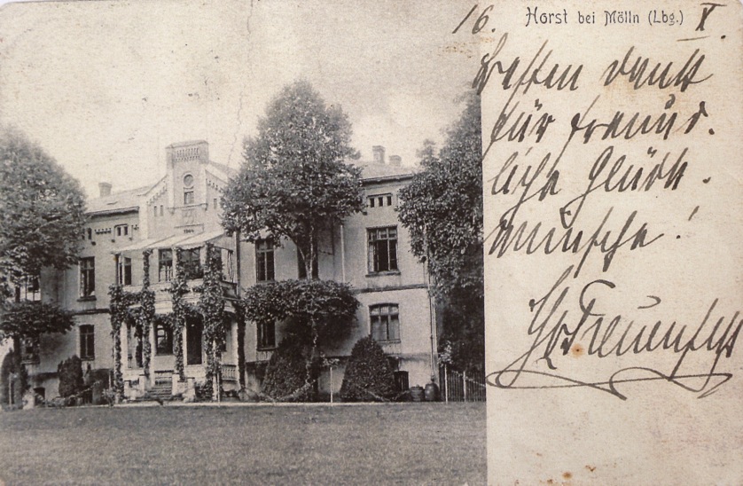 Das neue Herrenhaus erbaut 1862 auf einer Postkarte um 1900